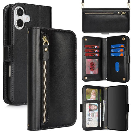 Crossbody Front Zipper Multi-Card Wallet Bag Vegan Leather Phone Case, For iPhone 17 Pro Max, For iPhone 17 Pro, For iPhone 17, For iPhone Air