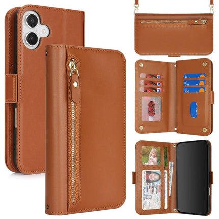Crossbody Front Zipper Multi-Card Wallet Bag Vegan Leather Phone Case, For iPhone 17 Pro Max, For iPhone 17 Pro, For iPhone 17, For iPhone Air