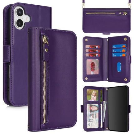 Crossbody Front Zipper Multi-Card Wallet Bag Vegan Leather Phone Case, For iPhone 17 Pro Max, For iPhone 17 Pro, For iPhone 17, For iPhone Air