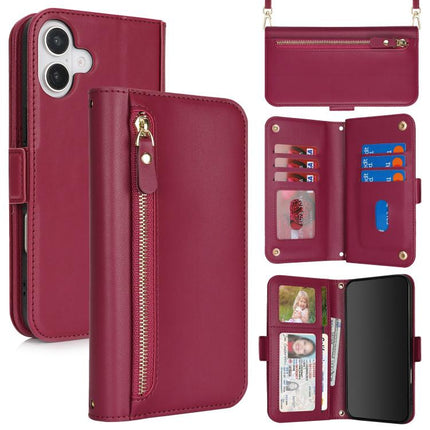 Crossbody Front Zipper Multi-Card Wallet Bag Vegan Leather Phone Case, For iPhone 17 Pro Max, For iPhone 17 Pro, For iPhone 17, For iPhone Air