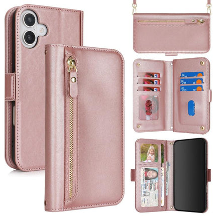Crossbody Front Zipper Multi-Card Wallet Bag Vegan Leather Phone Case, For iPhone 17 Pro Max, For iPhone 17 Pro, For iPhone 17, For iPhone Air