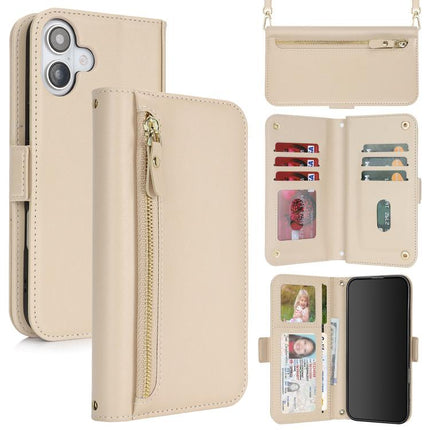 Crossbody Front Zipper Multi-Card Wallet Bag Vegan Leather Phone Case, For iPhone 17 Pro Max, For iPhone 17 Pro, For iPhone 17, For iPhone Air