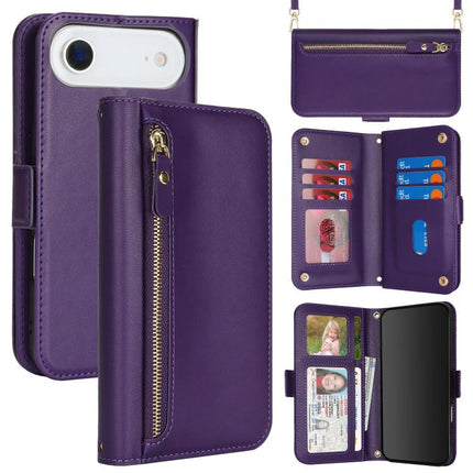 Crossbody Front Zipper Multi-Card Wallet Bag Vegan Leather Phone Case, For iPhone 17 Pro Max, For iPhone 17 Pro, For iPhone 17, For iPhone Air