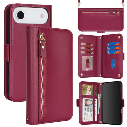 Crossbody Front Zipper Multi-Card Wallet Bag Vegan Leather Phone Case, For iPhone 17 Pro Max, For iPhone 17 Pro, For iPhone 17, For iPhone Air