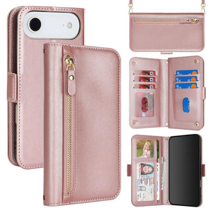 Crossbody Front Zipper Multi-Card Wallet Bag Vegan Leather Phone Case, For iPhone 17 Pro Max, For iPhone 17 Pro, For iPhone 17, For iPhone Air