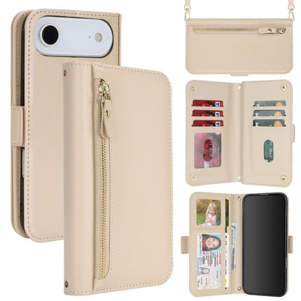 Crossbody Front Zipper Multi-Card Wallet Bag Vegan Leather Phone Case, For iPhone 17 Pro Max, For iPhone 17 Pro, For iPhone 17, For iPhone Air