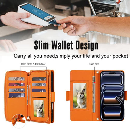 Crossbody Diamond Lattice Zipper Wallet RFID Vegan Leather Phone Case, For iPhone 17 Pro Max, For iPhone 17 Pro