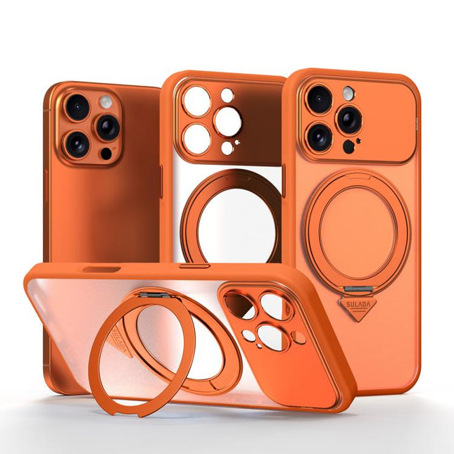 SULADA Transforms Into 17 Pro Semi-Transparent Matte Rotation Magnetic Holder Phone Case, For iPhone 16 Pro Max, For iPhone 16 Pro