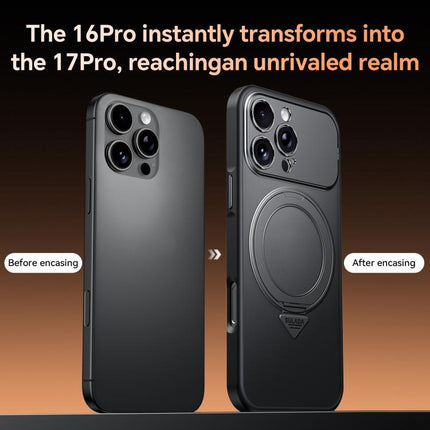 SULADA Transforms Into 17 Pro Semi-Transparent Matte Rotation Magnetic Holder Phone Case, For iPhone 16 Pro Max, For iPhone 16 Pro