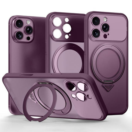 SULADA Transforms Into 17 Pro Semi-Transparent Matte Rotation Magnetic Holder Phone Case, For iPhone 16 Pro Max, For iPhone 16 Pro