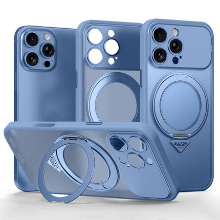 SULADA Transforms Into 17 Pro Semi-Transparent Matte Rotation Magnetic Holder Phone Case, For iPhone 16 Pro Max, For iPhone 16 Pro