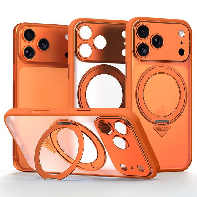 SULADA Transforms Into 17 Pro Semi-Transparent Matte Rotation Magnetic Holder Phone Case, For iPhone 18 Pro, For iPhone 18 Pro Max, For iPhone 17 Pro Max, For iPhone 17 Pro