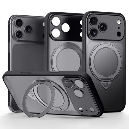 SULADA Transforms Into 17 Pro Semi-Transparent Matte Rotation Magnetic Holder Phone Case, For iPhone 18 Pro, For iPhone 18 Pro Max, For iPhone 17 Pro Max, For iPhone 17 Pro