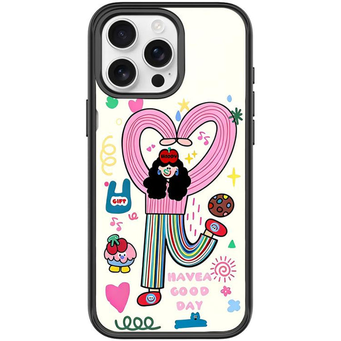 Dopamine Girl Pattern Magnetic Phone Case, For iPhone 15 Pro Max, For iPhone 15 Pro