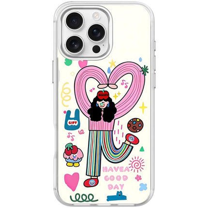 Dopamine Girl Pattern Magnetic Phone Case, For iPhone 16 Pro Max, For iPhone 16 Pro, For iPhone 16 Plus, For iPhone 16