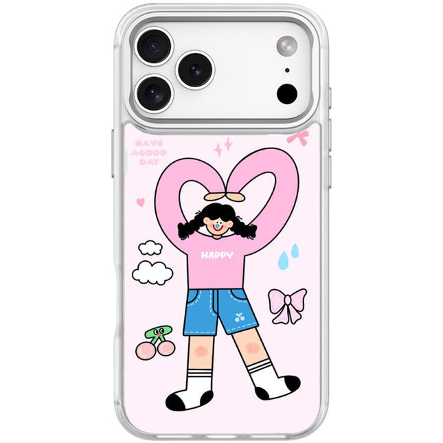 Adorable Double Ponytail Heart Girl Pattern Magnetic Phone Case, For iPhone 17 Pro Max, For iPhone 17 Pro, For iPhone 17, For iPhone Air