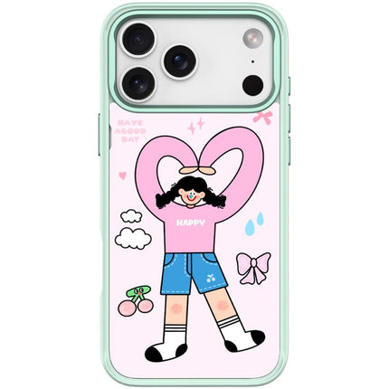 Adorable Double Ponytail Heart Girl Pattern Magnetic Phone Case, For iPhone 17 Pro Max, For iPhone 17 Pro, For iPhone 17, For iPhone Air