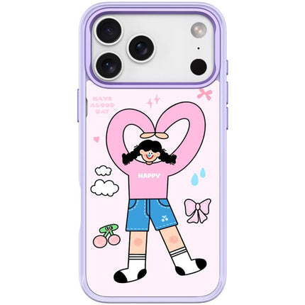 Adorable Double Ponytail Heart Girl Pattern Magnetic Phone Case, For iPhone 17 Pro Max, For iPhone 17 Pro, For iPhone 17, For iPhone Air