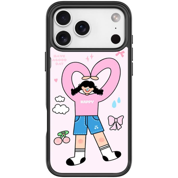 Adorable Double Ponytail Heart Girl Pattern Magnetic Phone Case, For iPhone 17 Pro Max, For iPhone 17 Pro, For iPhone 17, For iPhone Air