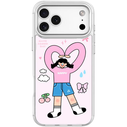 Adorable Double Ponytail Heart Girl Pattern Magnetic Phone Case, For iPhone 17 Pro Max, For iPhone 17 Pro, For iPhone 17, For iPhone Air