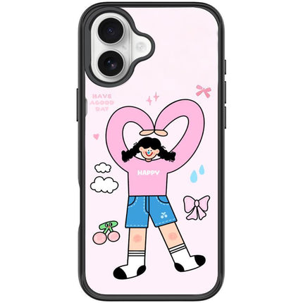 Adorable Double Ponytail Heart Girl Pattern Magnetic Phone Case, For iPhone 17 Pro Max, For iPhone 17 Pro, For iPhone 17, For iPhone Air