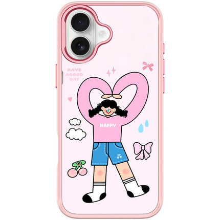 Adorable Double Ponytail Heart Girl Pattern Magnetic Phone Case, For iPhone 17 Pro Max, For iPhone 17 Pro, For iPhone 17, For iPhone Air