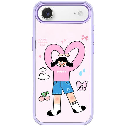 Adorable Double Ponytail Heart Girl Pattern Magnetic Phone Case, For iPhone 17 Pro Max, For iPhone 17 Pro, For iPhone 17, For iPhone Air