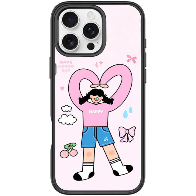 Adorable Double Ponytail Heart Girl Pattern Magnetic Phone Case, For iPhone 16 Pro Max, For iPhone 16 Pro, For iPhone 16 Plus, For iPhone 16