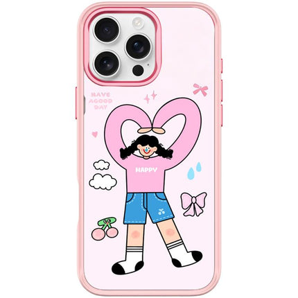 Adorable Double Ponytail Heart Girl Pattern Magnetic Phone Case, For iPhone 16 Pro Max, For iPhone 16 Pro, For iPhone 16 Plus, For iPhone 16