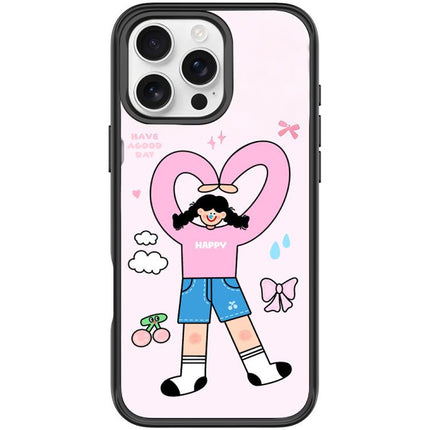 Adorable Double Ponytail Heart Girl Pattern Magnetic Phone Case, For iPhone 16 Pro Max, For iPhone 16 Pro, For iPhone 16 Plus, For iPhone 16