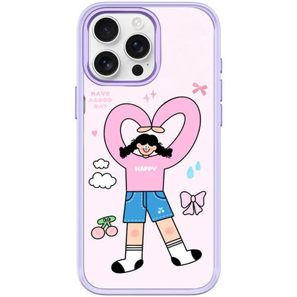 Adorable Double Ponytail Heart Girl Pattern Magnetic Phone Case, For iPhone 15 Pro Max, For iPhone 15 Pro
