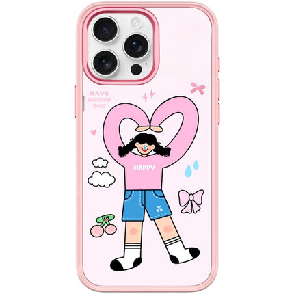 Adorable Double Ponytail Heart Girl Pattern Magnetic Phone Case, For iPhone 15 Pro Max, For iPhone 15 Pro