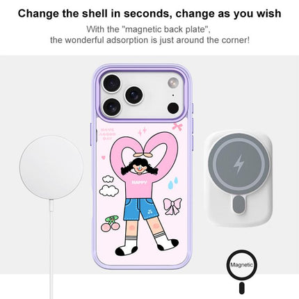 Adorable Double Ponytail Heart Girl Pattern Magnetic Phone Case, For iPhone 17 Pro Max, For iPhone 17 Pro, For iPhone 17, For iPhone Air