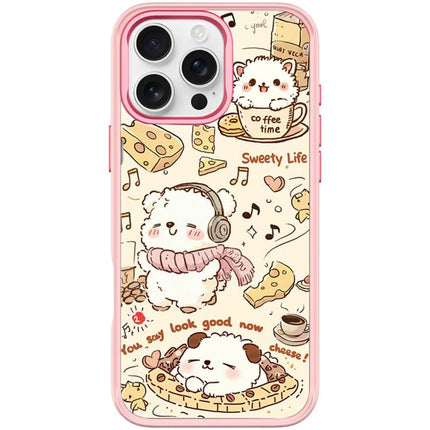 Adorable Coffee Cat Pattern Magnetic Phone Case, For iPhone 16 Pro Max, For iPhone 16 Pro, For iPhone 16 Plus, For iPhone 16