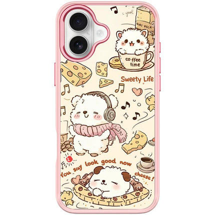 Adorable Coffee Cat Pattern Magnetic Phone Case, For iPhone 16 Pro Max, For iPhone 16 Pro, For iPhone 16 Plus, For iPhone 16