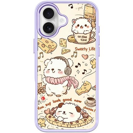 Adorable Coffee Cat Pattern Magnetic Phone Case, For iPhone 16 Pro Max, For iPhone 16 Pro, For iPhone 16 Plus, For iPhone 16