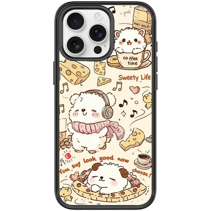 Adorable Coffee Cat Pattern Magnetic Phone Case, For iPhone 15 Pro Max, For iPhone 15 Pro