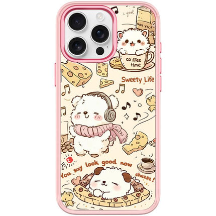 Adorable Coffee Cat Pattern Magnetic Phone Case, For iPhone 15 Pro Max, For iPhone 15 Pro