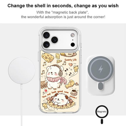 Adorable Coffee Cat Pattern Magnetic Phone Case, For iPhone 15 Pro Max, For iPhone 15 Pro