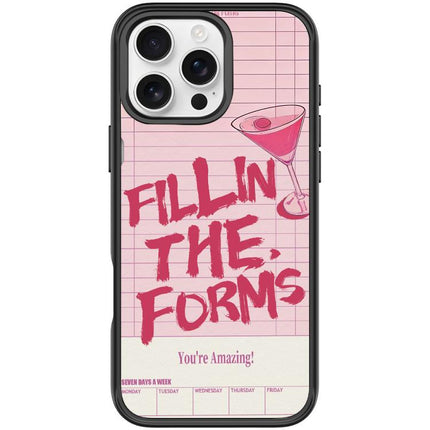 Cocktail and Text Pattern Magnetic Phone Case, For iPhone 16 Pro Max, For iPhone 16 Pro, For iPhone 16 Plus, For iPhone 16