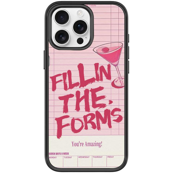 Cocktail and Text Pattern Magnetic Phone Case, For iPhone 15 Pro Max, For iPhone 15 Pro
