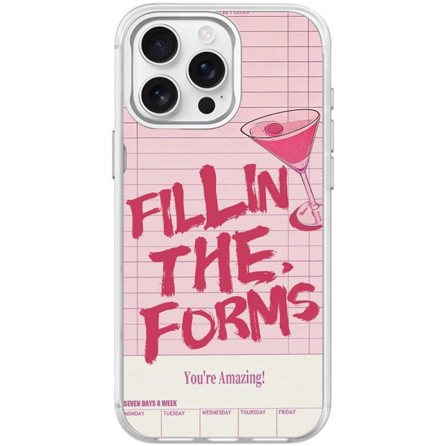 Cocktail and Text Pattern Magnetic Phone Case, For iPhone 15 Pro Max, For iPhone 15 Pro