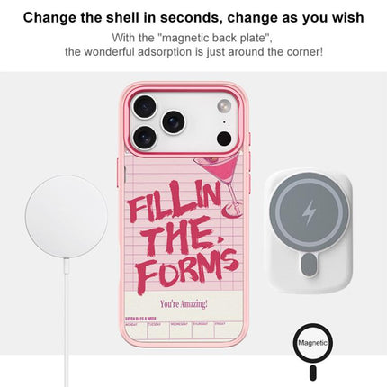 Cocktail and Text Pattern Magnetic Phone Case, For iPhone 17 Pro Max, For iPhone 17 Pro, For iPhone 17, For iPhone Air