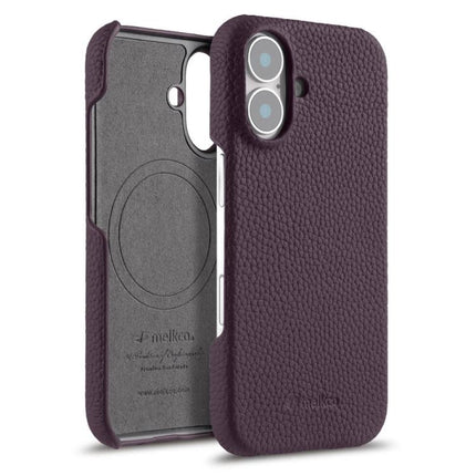 melkco Litchi Texture Magnetic Half Coverage Genuine Leather Phone Case, For iPhone 16 Pro, For iPhone 16, For iPhone 15 Pro Max