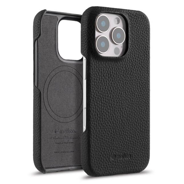 melkco Litchi Texture Magnetic Half Coverage Genuine Leather Phone Case, For iPhone 16 Pro, For iPhone 16, For iPhone 15 Pro Max