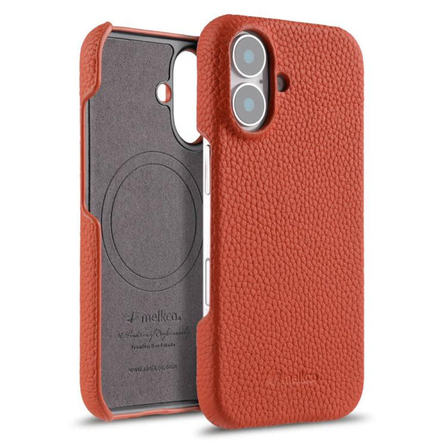 melkco Litchi Texture Magnetic Half Coverage Genuine Leather Phone Case, For iPhone 17, For iPhone Air, For iPhone 16 Pro Max