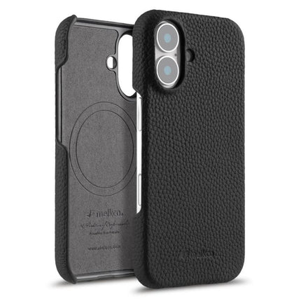 melkco Litchi Texture Magnetic Half Coverage Genuine Leather Phone Case, For iPhone 17, For iPhone Air, For iPhone 16 Pro Max