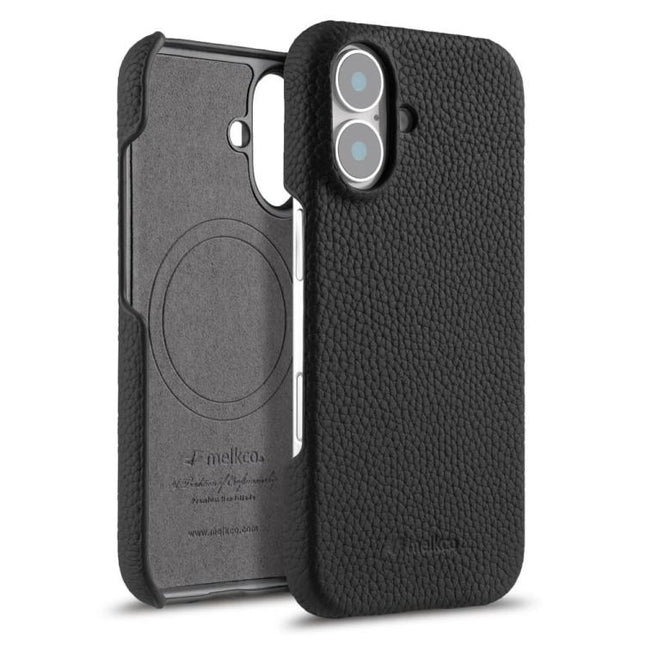 melkco Litchi Texture Magnetic Half Coverage Genuine Leather Phone Case, For iPhone 17, For iPhone Air, For iPhone 16 Pro Max