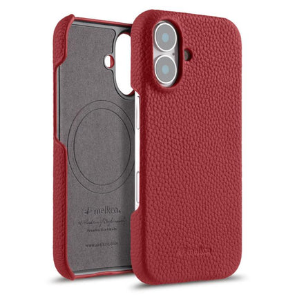 melkco Litchi Texture Magnetic Half Coverage Genuine Leather Phone Case, For iPhone 17, For iPhone Air, For iPhone 16 Pro Max