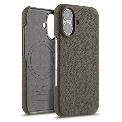 melkco Litchi Texture Magnetic Half Coverage Genuine Leather Phone Case, For iPhone 17, For iPhone Air, For iPhone 16 Pro Max